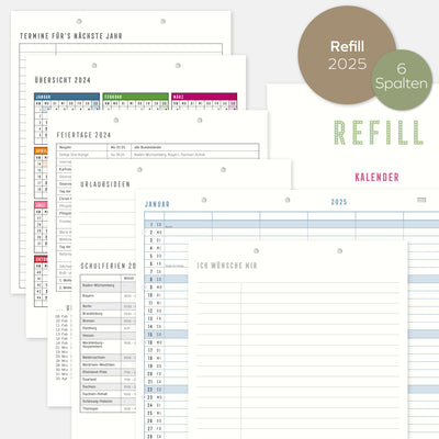 Familienplaner 2025  Refill 6 Spalten